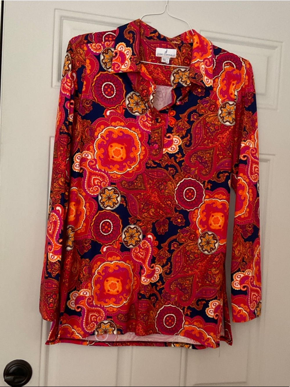 Jude Connally Red & Navy Paisley Button-Down Shirt